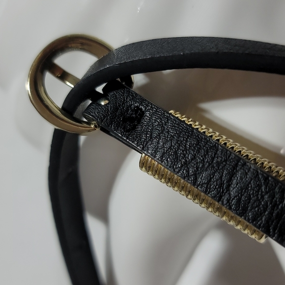 VEGAN LEATHER BLACK SKINNY BELT BOHEMIAN GOLD EMBELLISHED MINIMALIST ACCESSORY main image 11